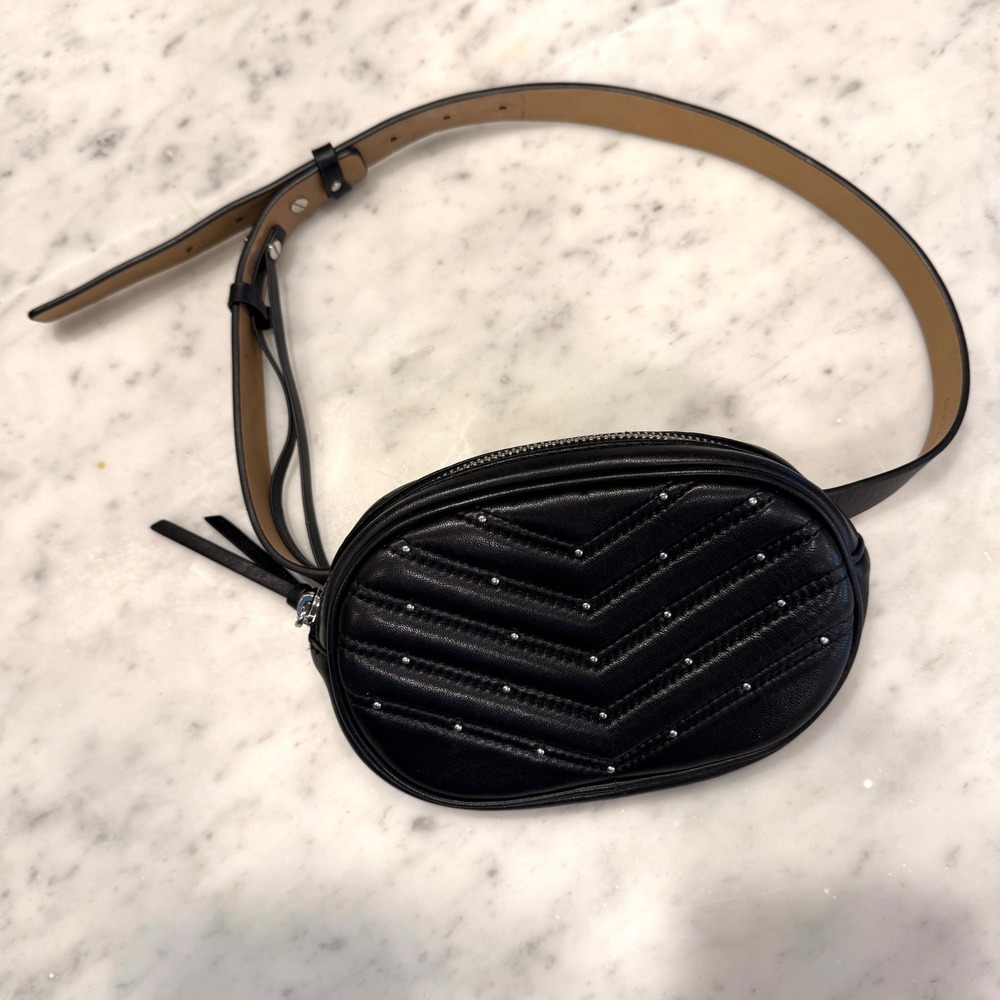 Rebecca Minkoff Black Quilted Studded Leather Belt Bag Fanny Pack